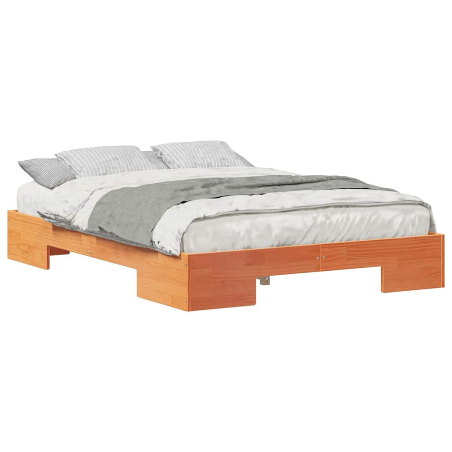Bedframe met opslag Bruin 120 x 200 cm Massief grenenhout