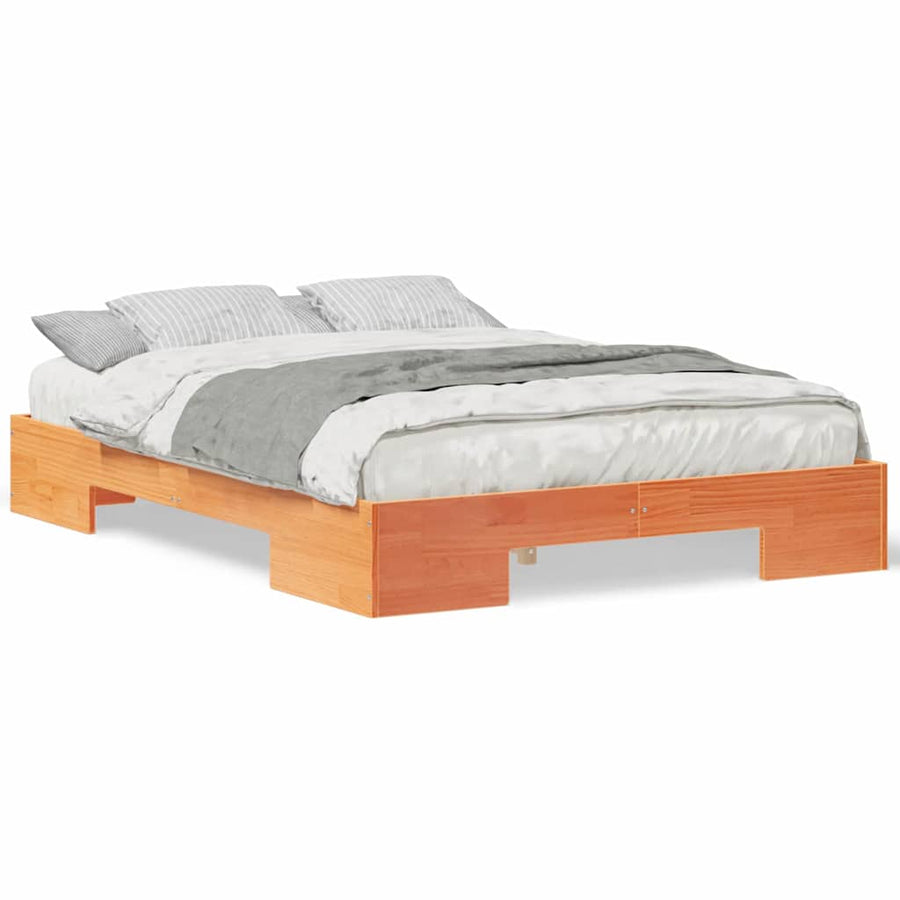 Bedframe met opslag Bruin 120 x 200 cm Massief grenenhout