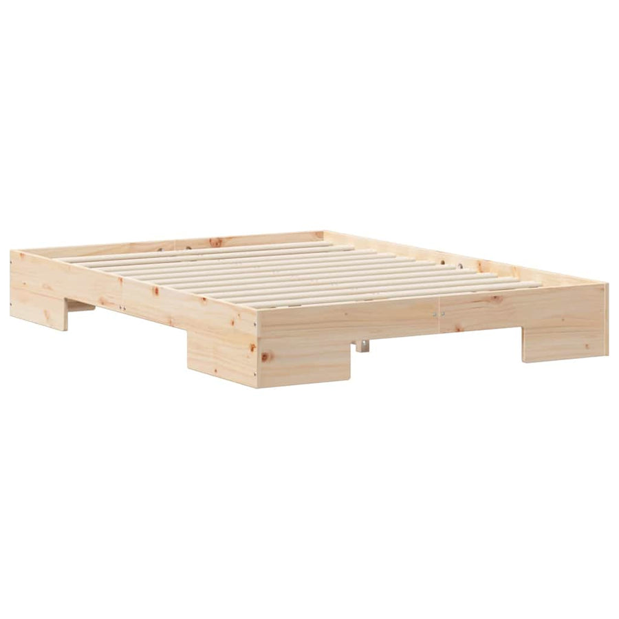 Bedframe met opslag Bruin 140 x 190 cm Massief grenenhout