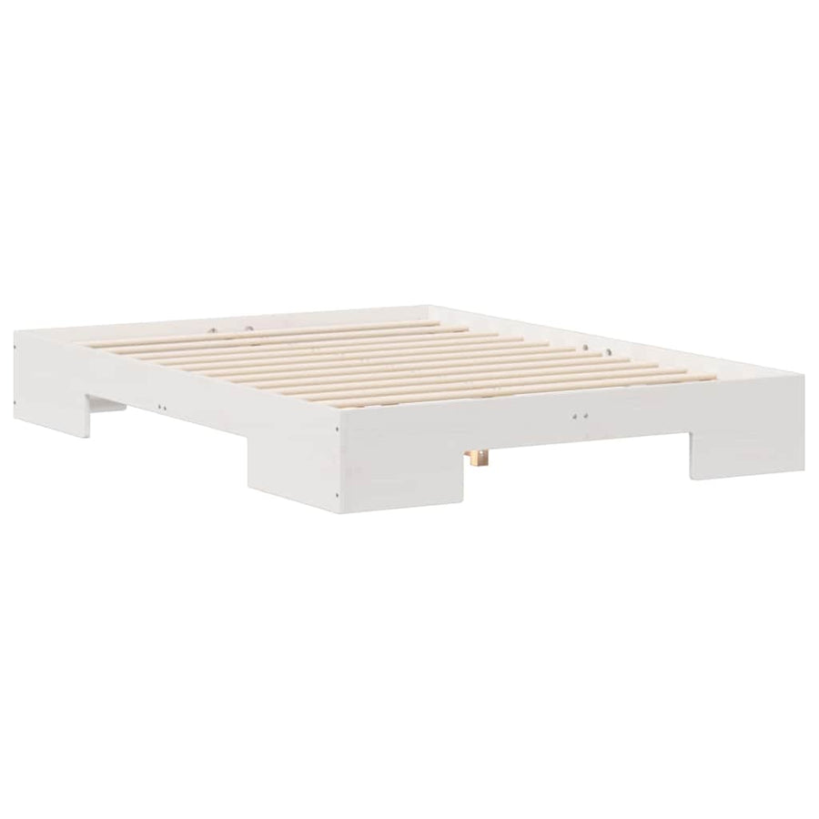 Bedframe met opslag Wit 140 x 190 cm Massief grenenhout
