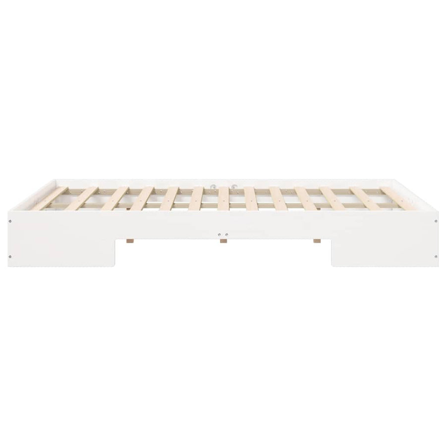 Bedframe met opslag Wit 140 x 190 cm Massief grenenhout
