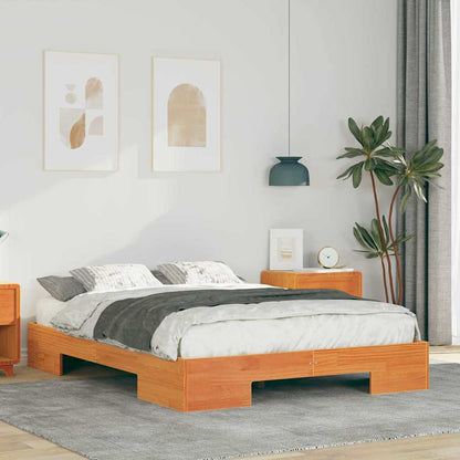 Bedframe met opslag Bruin 140 x 190 cm Massief grenenhout