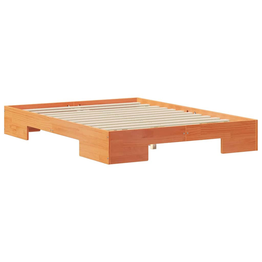 Bedframe met opslag Bruin 140 x 190 cm Massief grenenhout