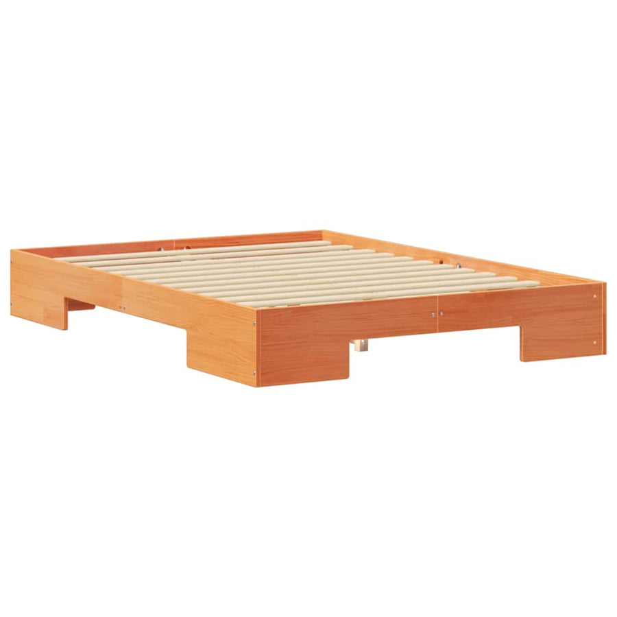 Bedframe met opslag Bruin 140 x 190 cm Massief grenenhout