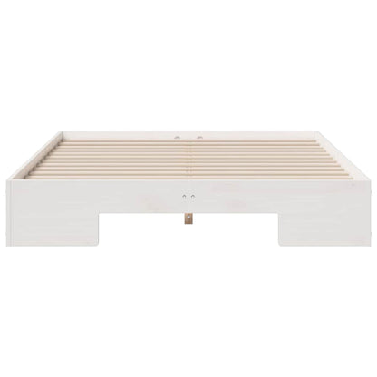 Bedframe met opslag Wit 135 x 190 cm Massief grenenhout