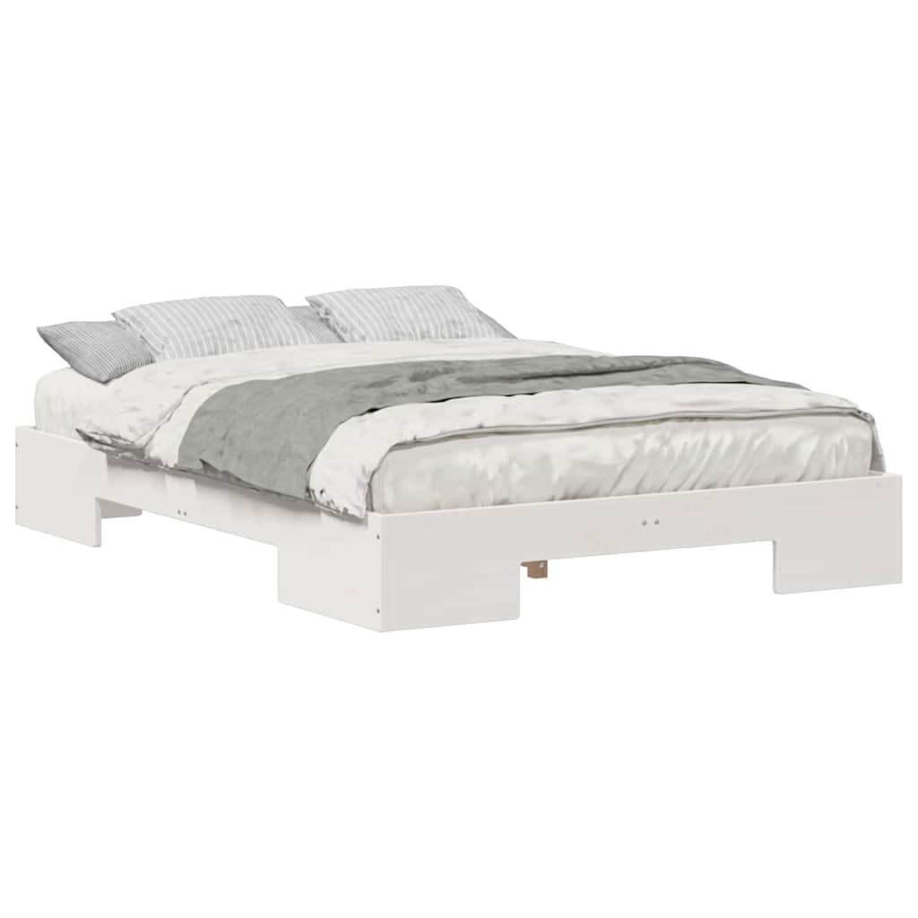 Bedframe met opslag Wit 120 x 190 cm Massief grenenhout