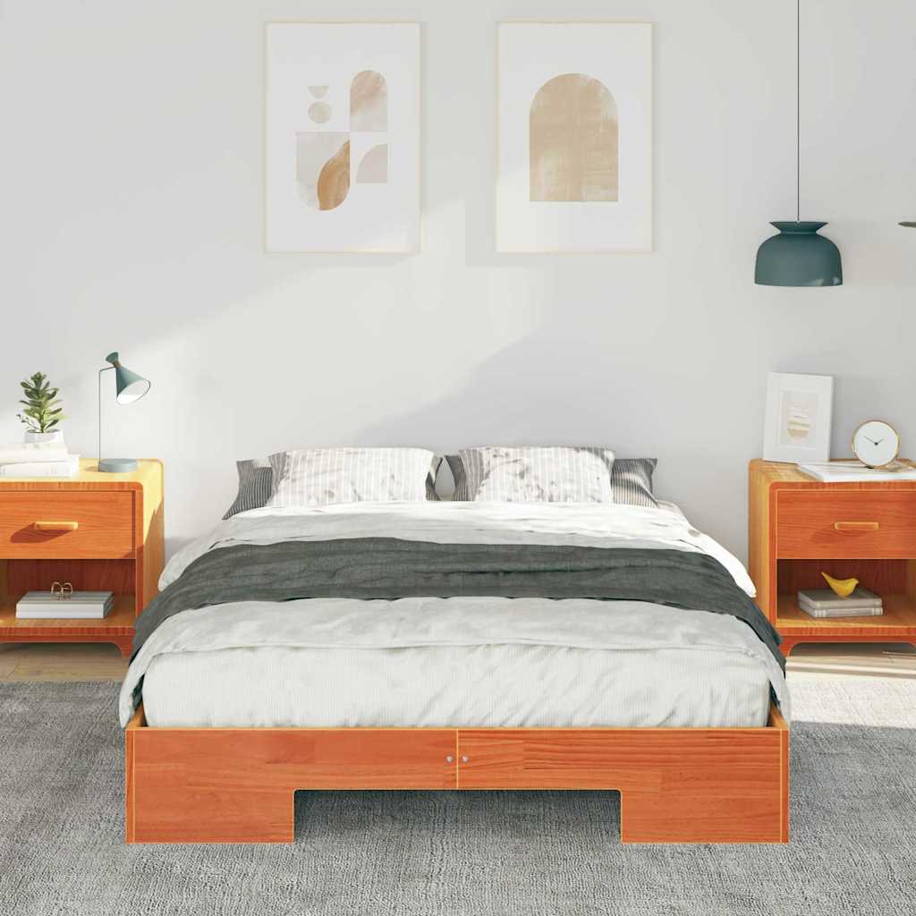 Bedframe met opslag Bruin 120 x 190 cm Massief grenenhout