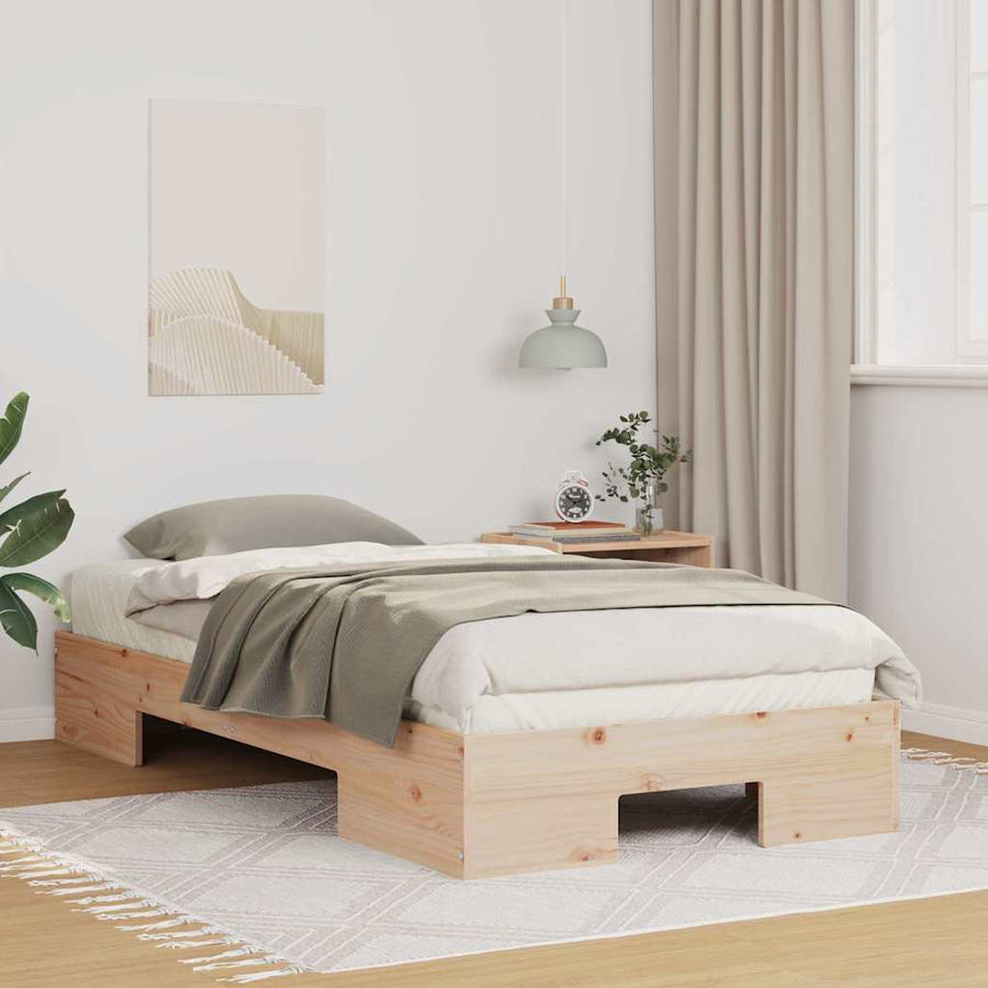 Bedframe met opslag Bruin 100 x 200 cm Massief grenenhout