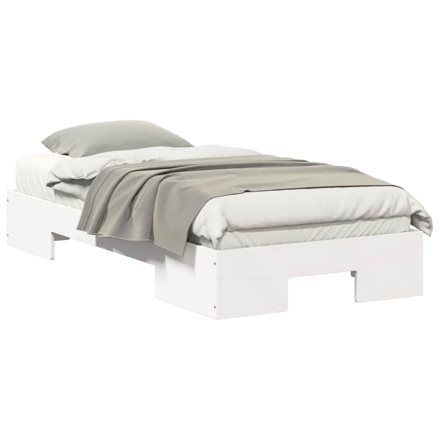 Bedframe met opslag Wit 100 x 200 cm Massief grenenhout
