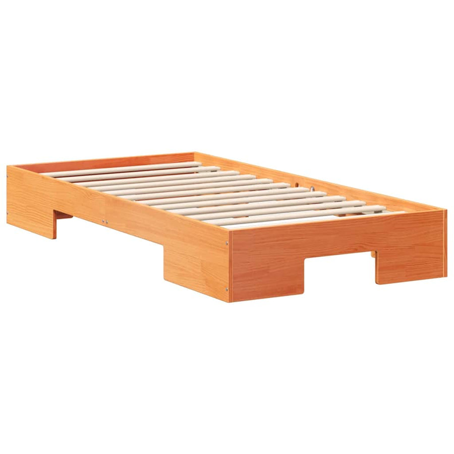 Bedframe met opslag Bruin 100 x 200 cm Massief grenenhout