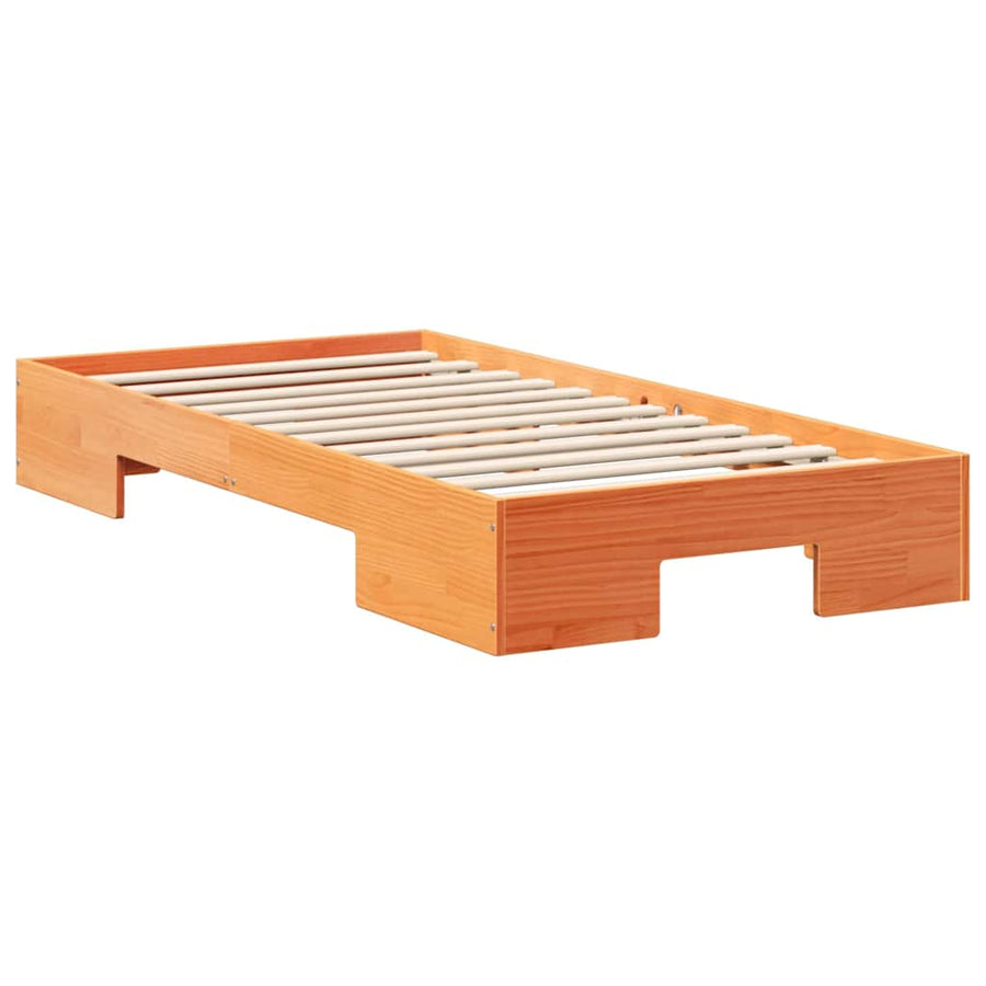 Bedframe met opslag Bruin 100 x 200 cm Massief grenenhout