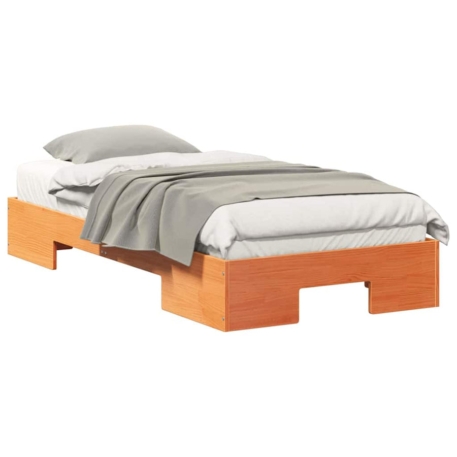 Bedframe met opslag Bruin 100 x 200 cm Massief grenenhout