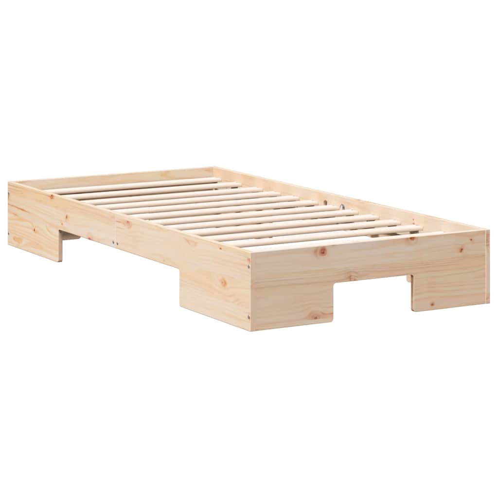 Bedframe met opslag Bruin 90 x 200 cm Massief grenenhout