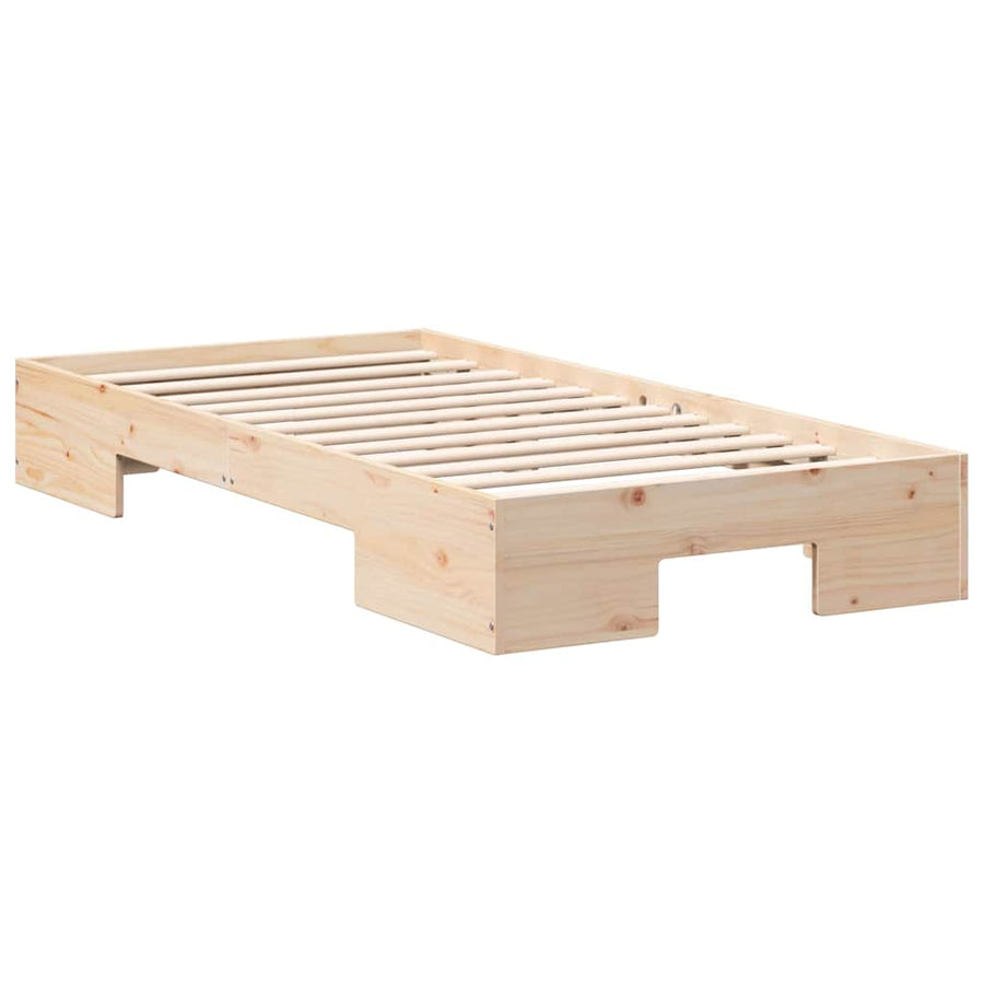 Bedframe met opslag Bruin 90 x 200 cm Massief grenenhout