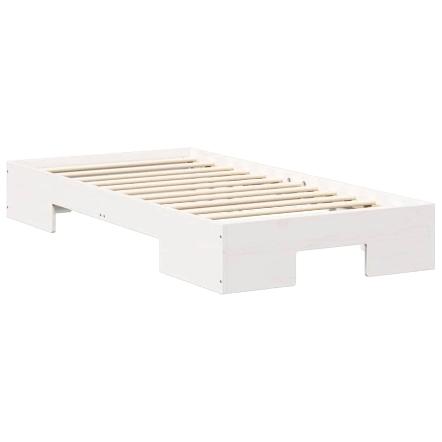 Bedframe met opslag Wit 90 x 200 cm Massief grenenhout