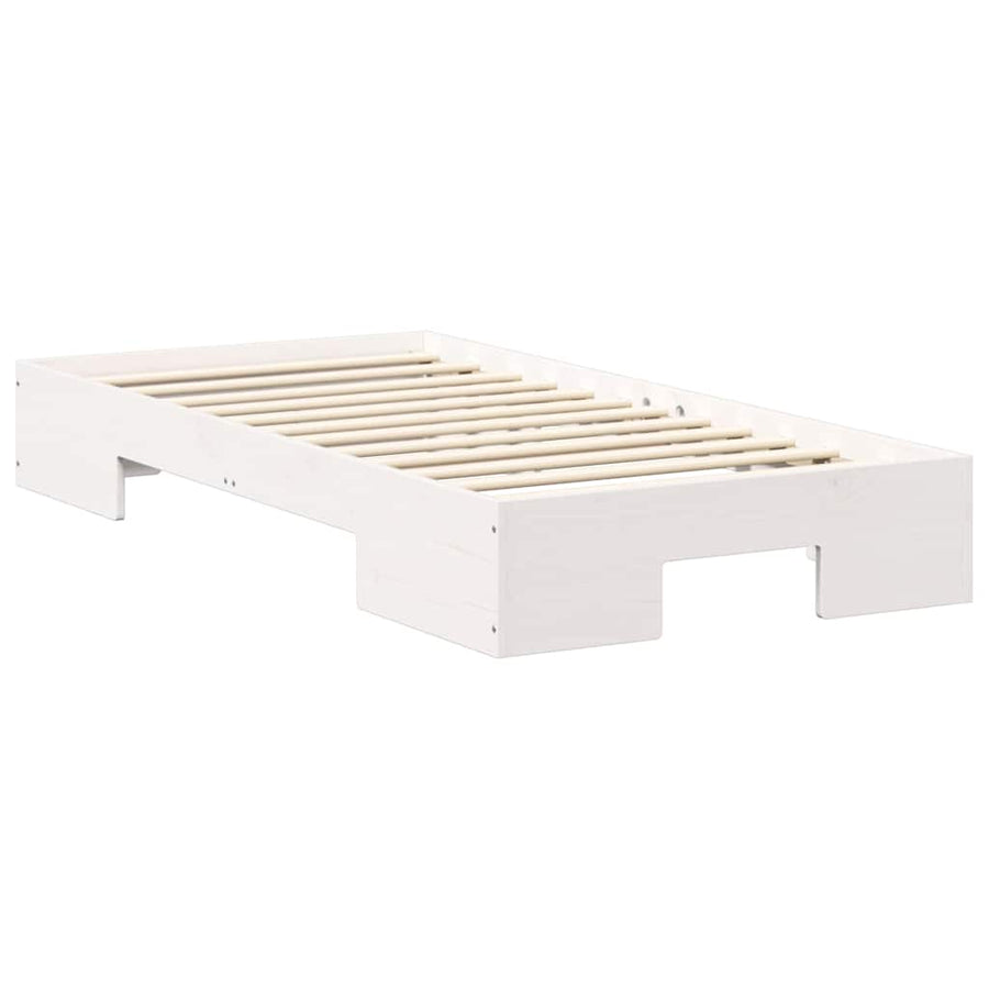 Bedframe met opslag Wit 90 x 200 cm Massief grenenhout