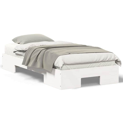 Bedframe met opslag Wit 90 x 200 cm Massief grenenhout