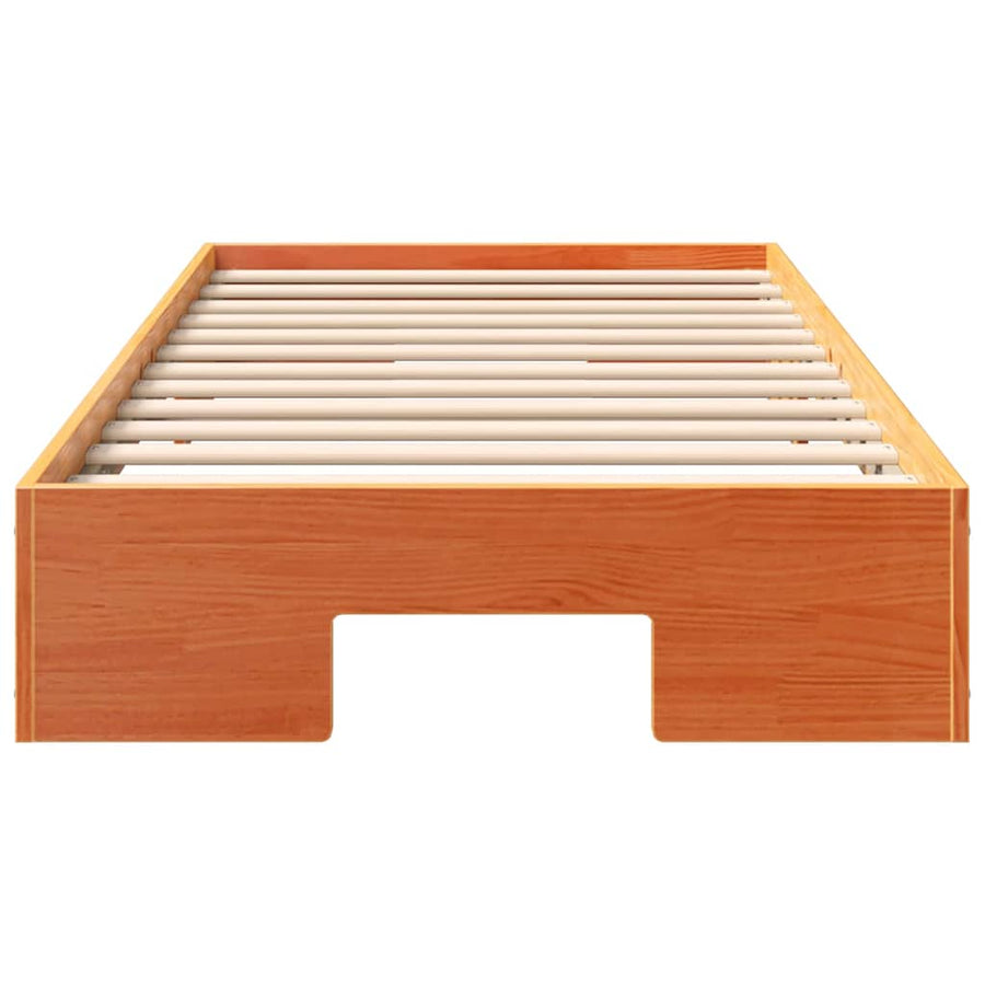 Bedframe met opslag Bruin 90 x 200 cm Massief grenenhout