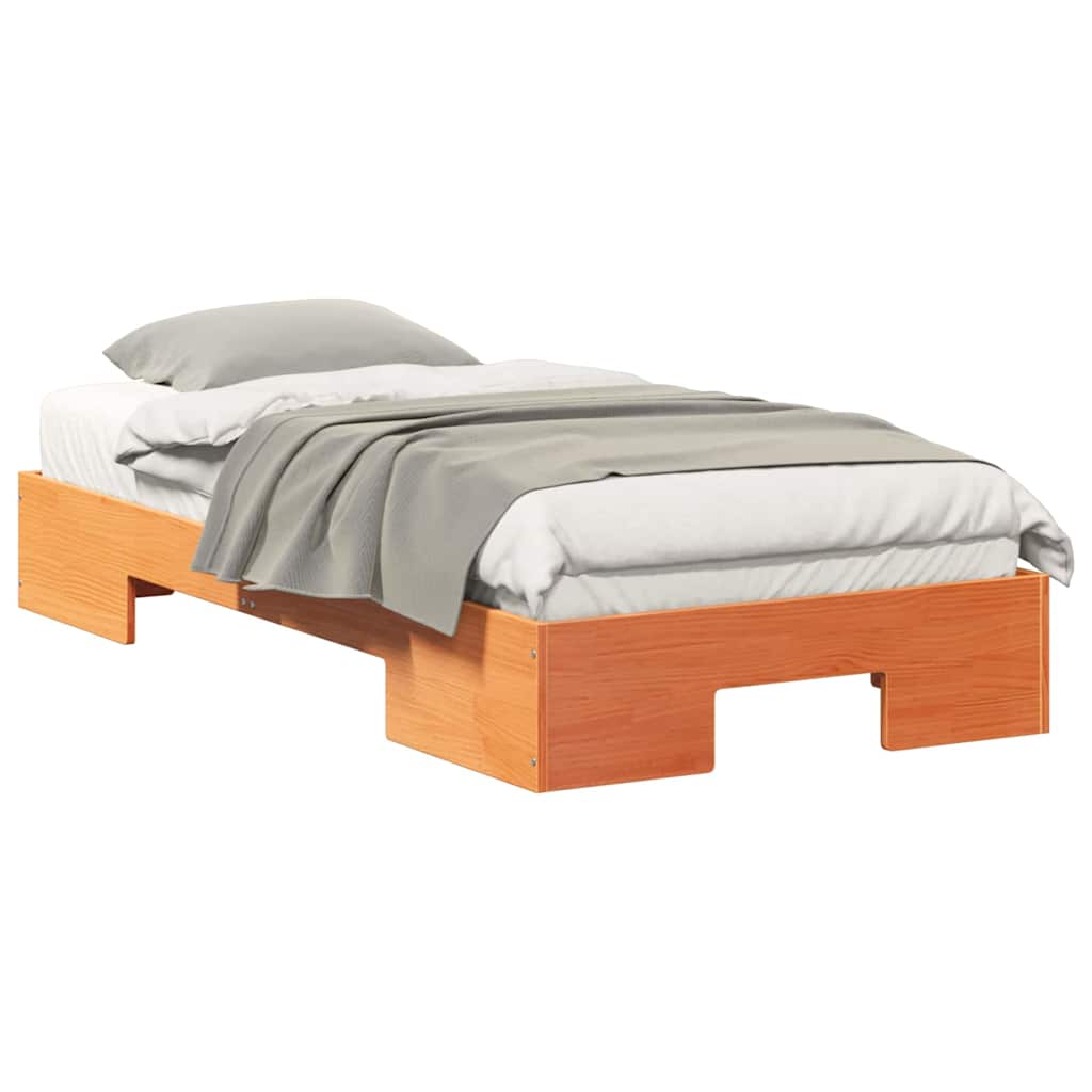 Bedframe met opslag Bruin 90 x 200 cm Massief grenenhout