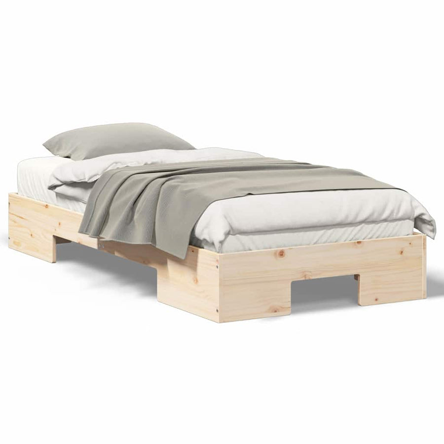 Bedframe met opslag Bruin 80 x 200 cm Massief grenenhout