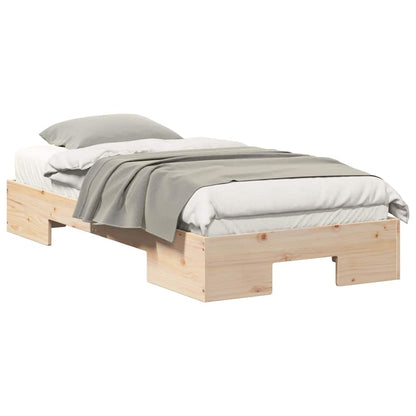 Bedframe met opslag Bruin 90 x 190 cm Massief grenenhout