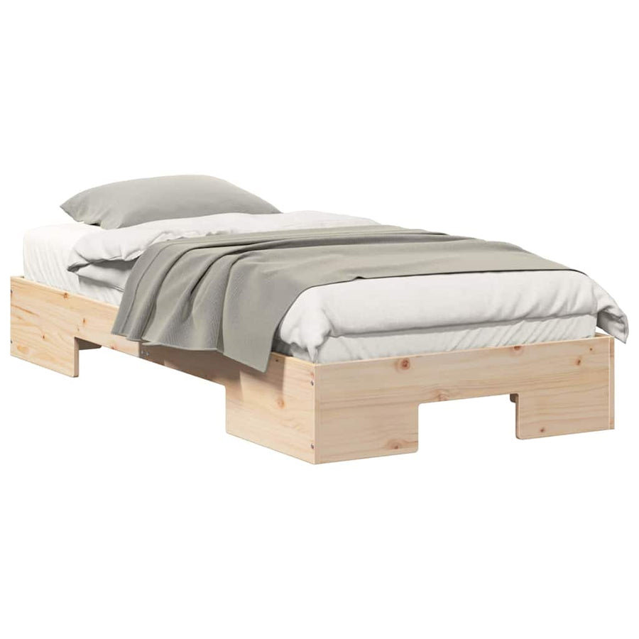 Bedframe met opslag Bruin 90 x 190 cm Massief grenenhout