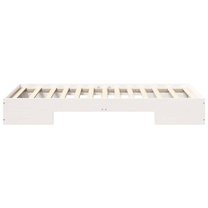 Bedframe met opslag Wit 90 x 190 cm Massief grenenhout