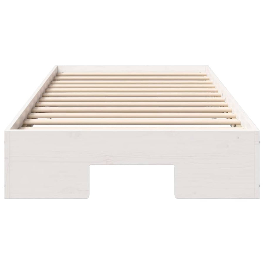 Bedframe met opslag Wit 75 x 190 cm Massief grenenhout