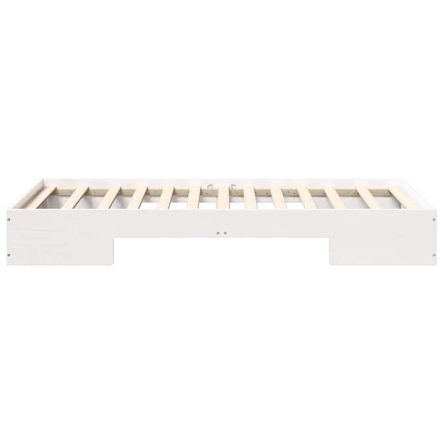 Bedframe met opslag Wit 75 x 190 cm Massief grenenhout