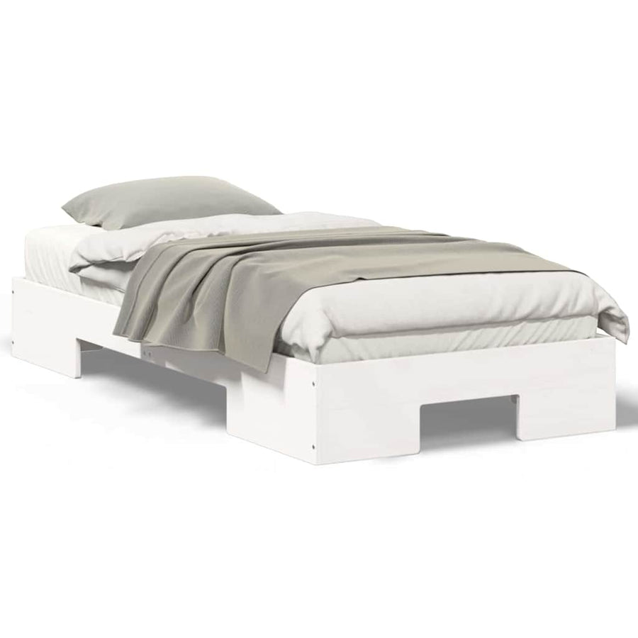Bedframe met opslag Wit 75 x 190 cm Massief grenenhout