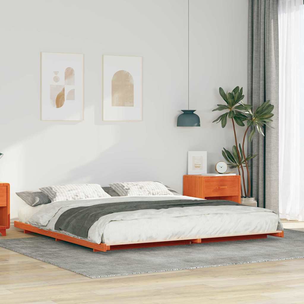 Bedframe Wasbruin 200 x 200 cm Massief grenenhout