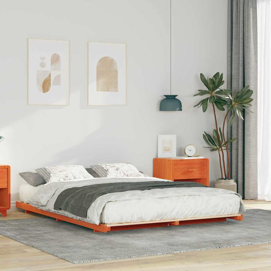 Bedframe Wasbruin 150 x 200 cm Massief grenenhout
