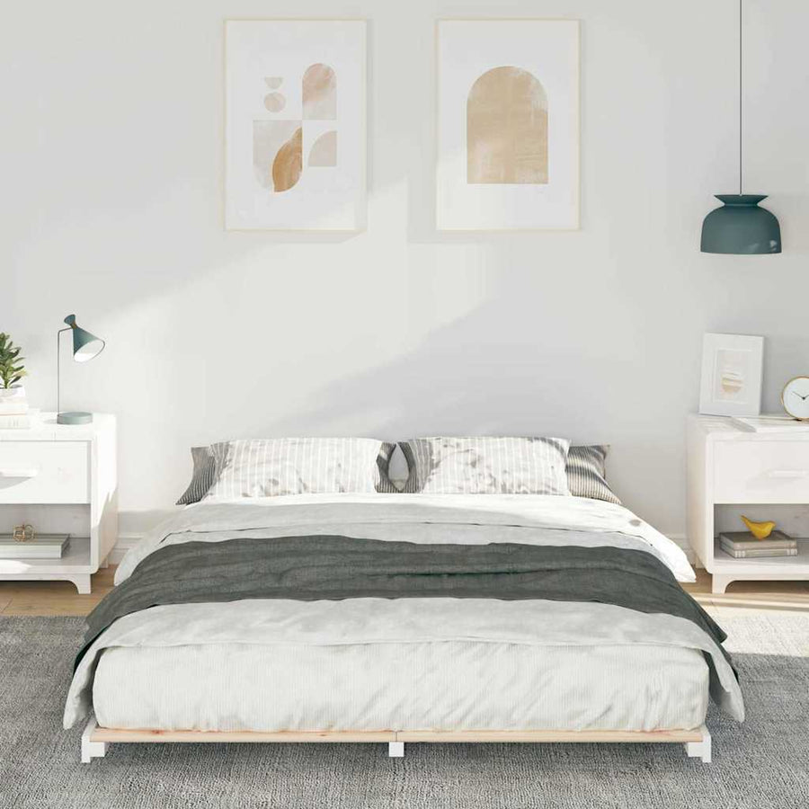 Bedframe Wit 140 x 200 cm Massief grenenhout