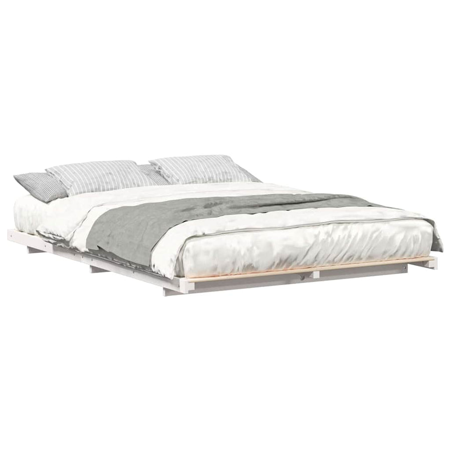 Bedframe Wit 140 x 200 cm Massief grenenhout