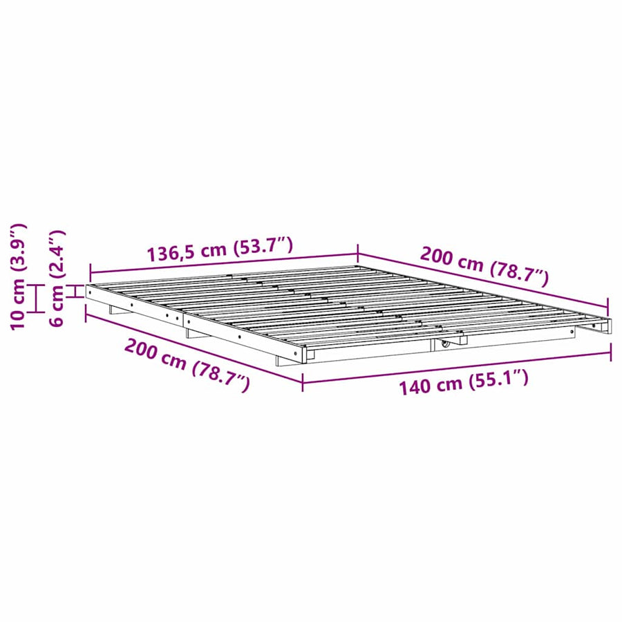 Bedframe Wit 140 x 200 cm Massief grenenhout