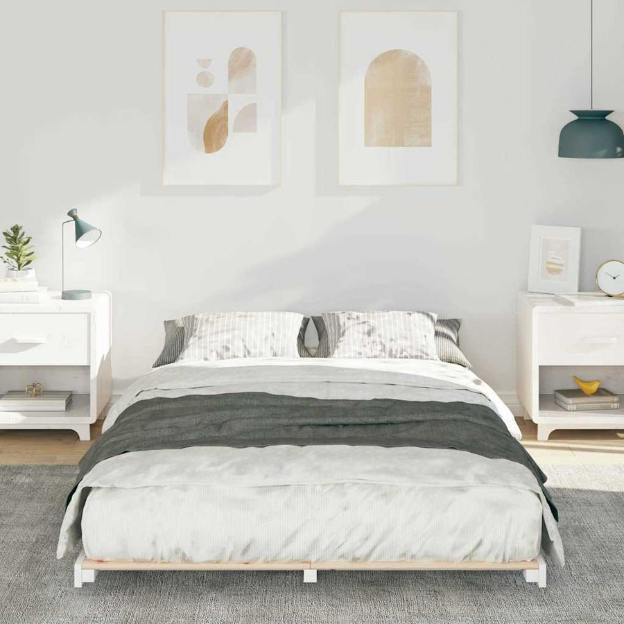 Bedframe Wit 140 x 190 cm Massief grenenhout