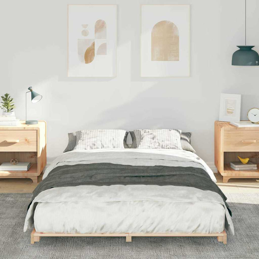Bedframe Bruin 135 x 190 cm Massief grenenhout