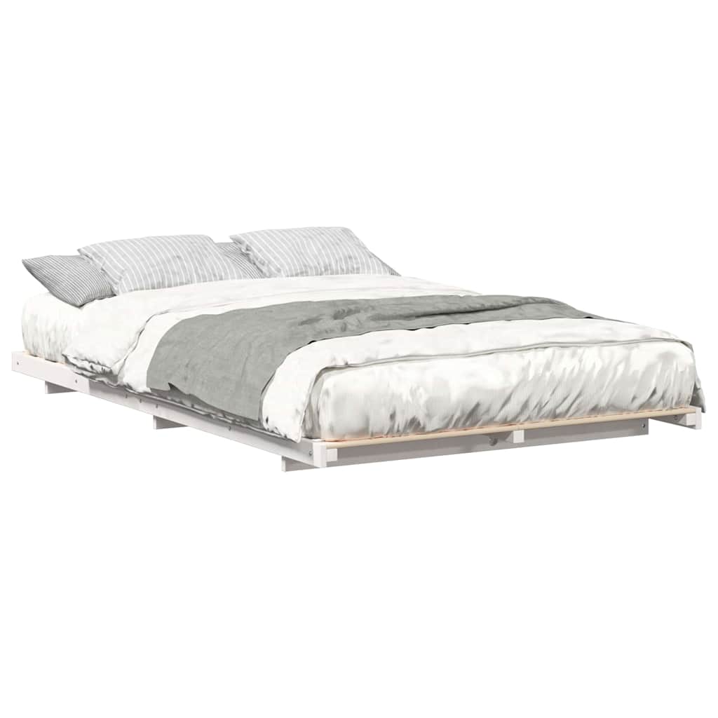 Bedframe Wit 135 x 190 cm Massief grenenhout