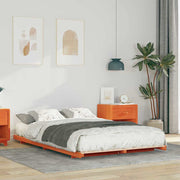 Bedframe 135x190 cm massief grenenhout wasbruin