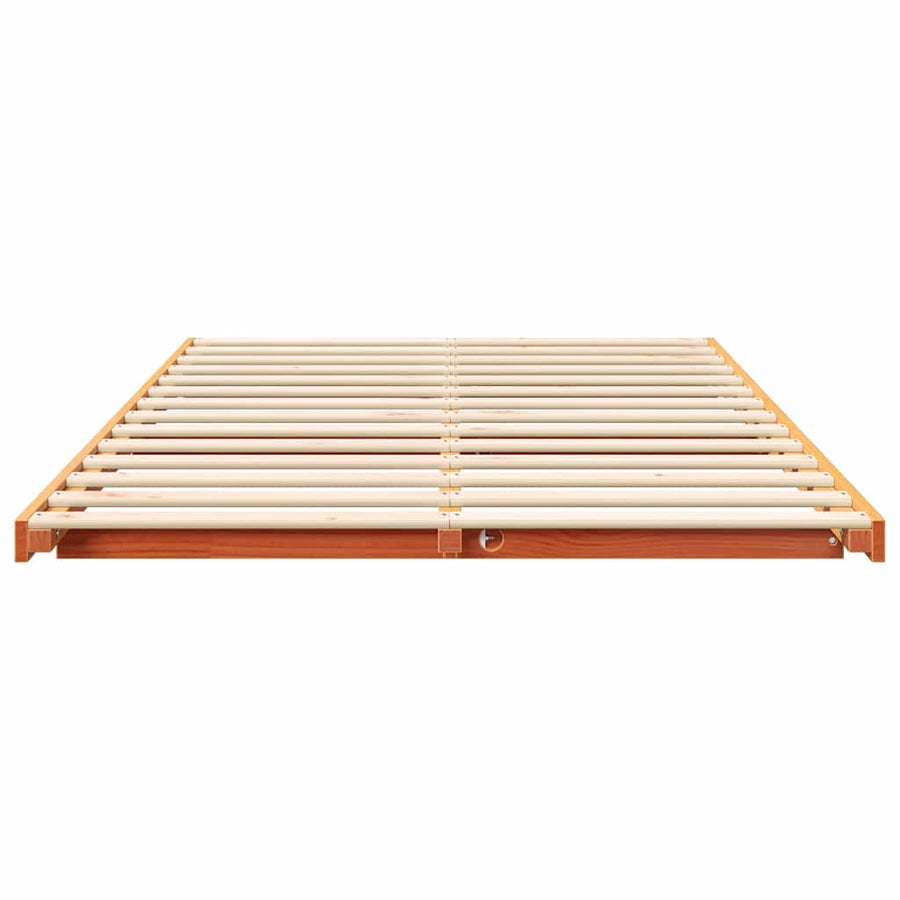 Bedframe Wasbruin 135 x 190 cm Massief grenenhout