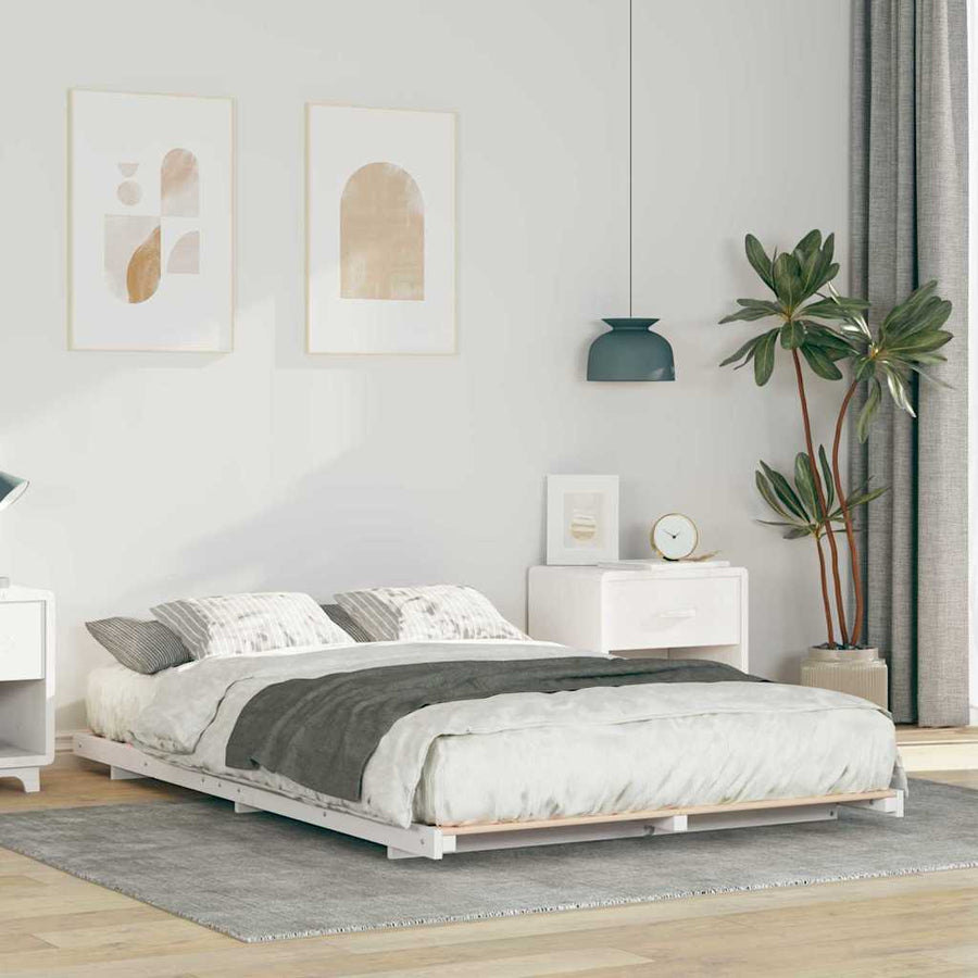 Bedframe Wit 120 x190 cm Massief grenenhout