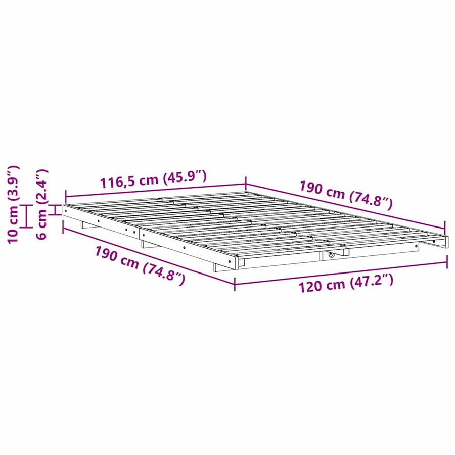 Bedframe Wit 120 x190 cm Massief grenenhout
