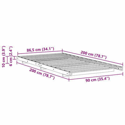 Bedframe Bruin 90 x 200 cm Massief grenenhout