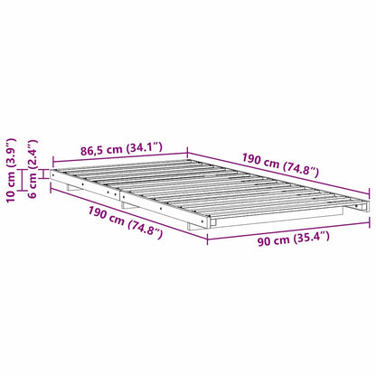 Bedframe Wasbruin 90 x 190 cm Massief grenenhout