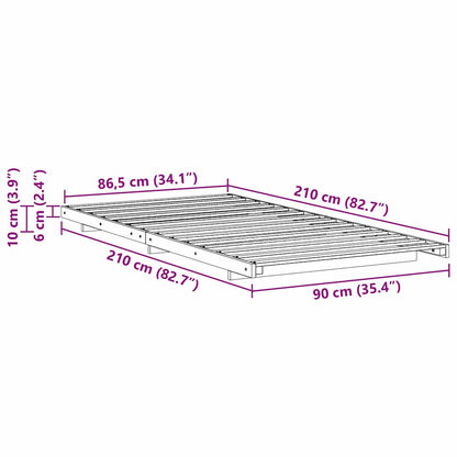 Bedframe Bruin 90 x 210 cm Massief grenenhout