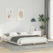 Bed Frame White 140 x 210 cm Solid Pine Wood