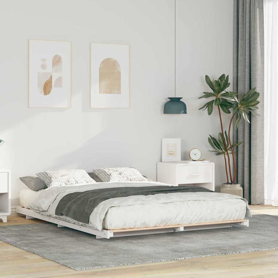 Bedframe Wit 140 x 210 cm Massief grenenhout
