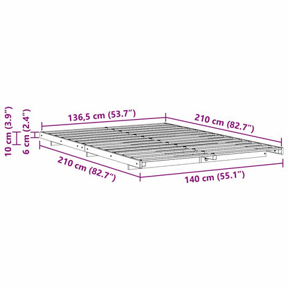 Bedframe Wit 140 x 210 cm Massief grenenhout