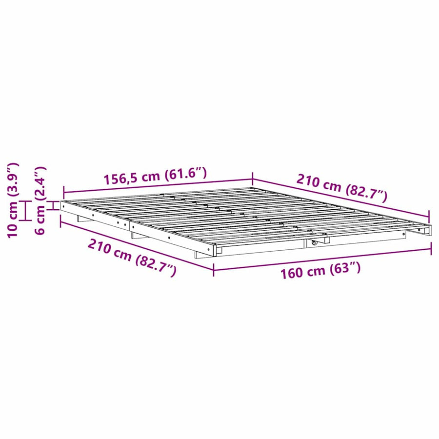 Bedframe Wit 160 x 210 cm Massief grenenhout