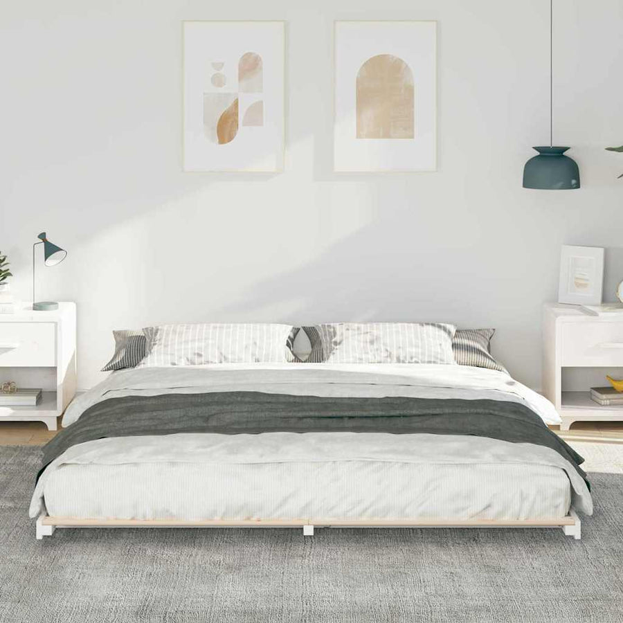 Bedframe Wit 180 x 210 cm Massief grenenhout